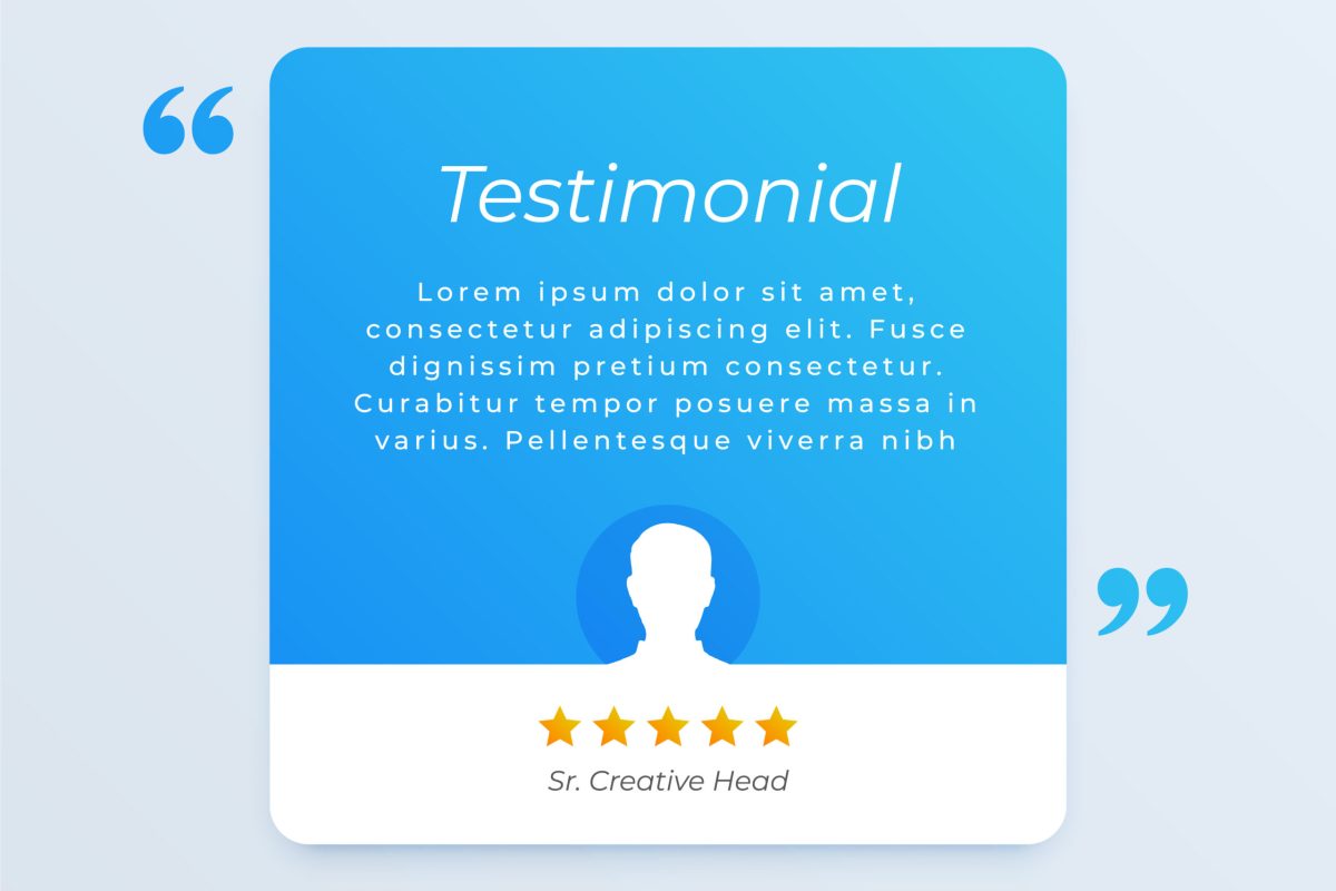 testimonial review template with star rating remark vector